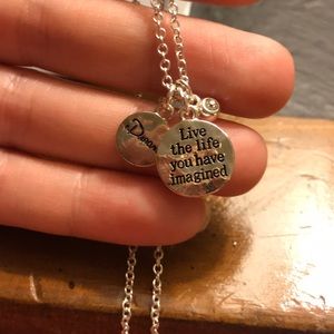 Silver quote charm necklace